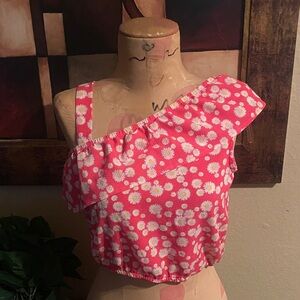 Speechless Pink Floral One-Shoulder Crop Top